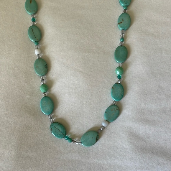 Turquoise and glass bead handmade artisan necklace - Picture 1 of 4